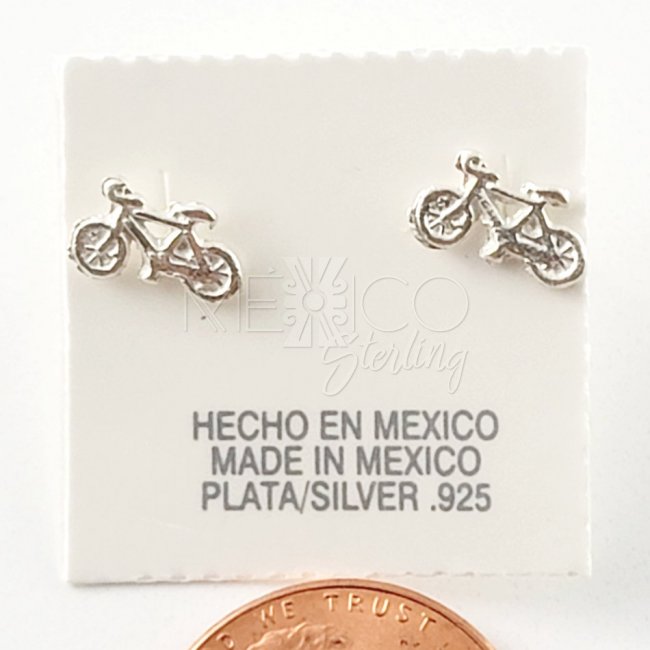 Taxco Silver Miniature Bicycle Post Earrings