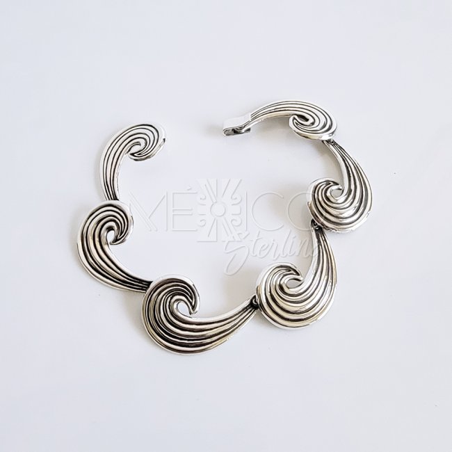 Vintage Reproduction Silver Waves Bracelet