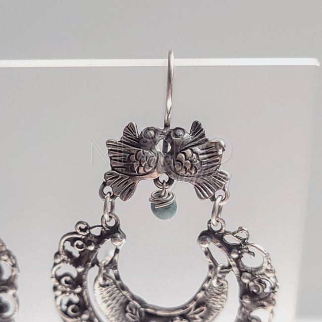 Silver Turquoise Feminine Earringss