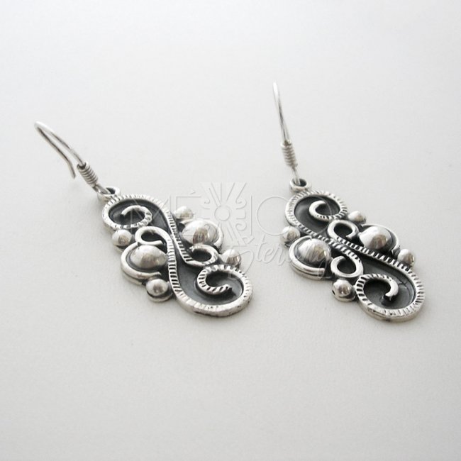 Taxco Oxidized Silver Dangle Earrings