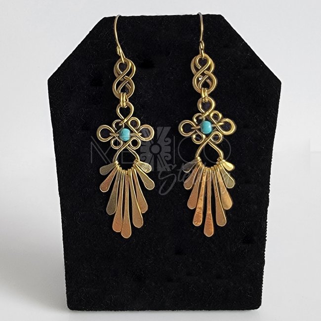Brass and Turquoise Sun Rays Earrings