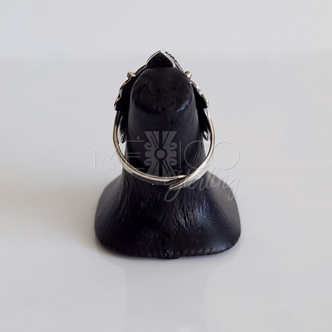 Baroque Taxco Silver Aventurine Poison Ring