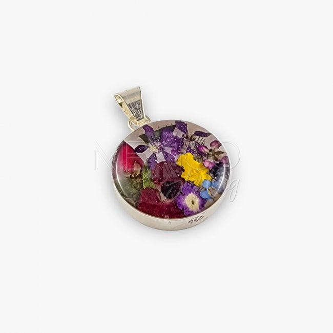 Lovely Silver and Still Life Colorful Pendant