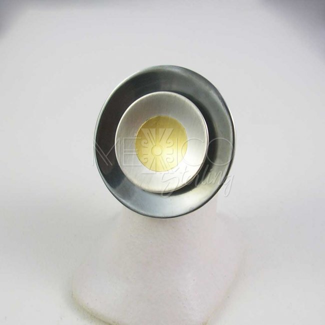 Burning Sun Mexican Silver, Gold Ring