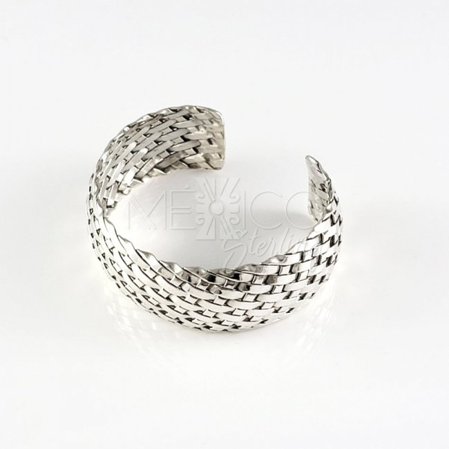 Mexican Silver Petatillo Cuff Bracelet