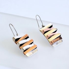 Silver Mixed Metals Stacked Bar Earrings