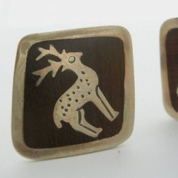 Collectible Los Ballesteros Silver and Rosewood Cufflinks