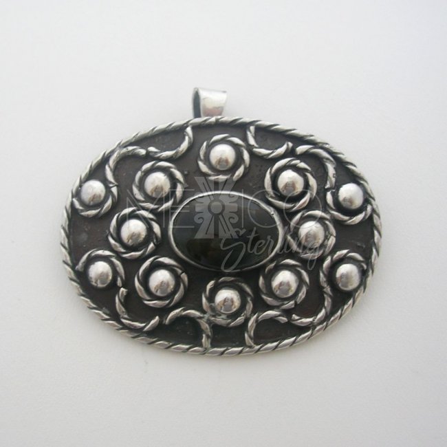 Mexican Vintage Silver Brooch-Pendant - Click Image to Close
