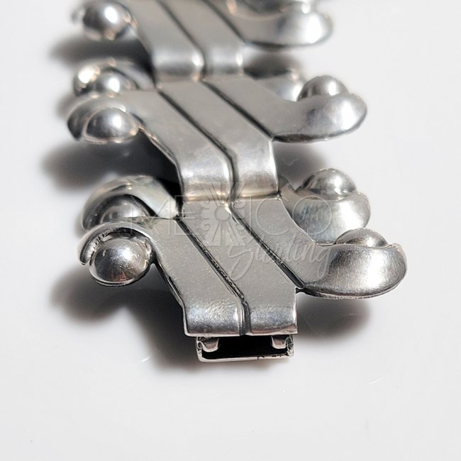 Vintage Mexican Silver Ethnic Borders Bracelet