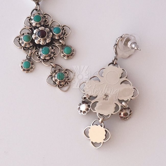 Multi Stones and Silver Star Earrings