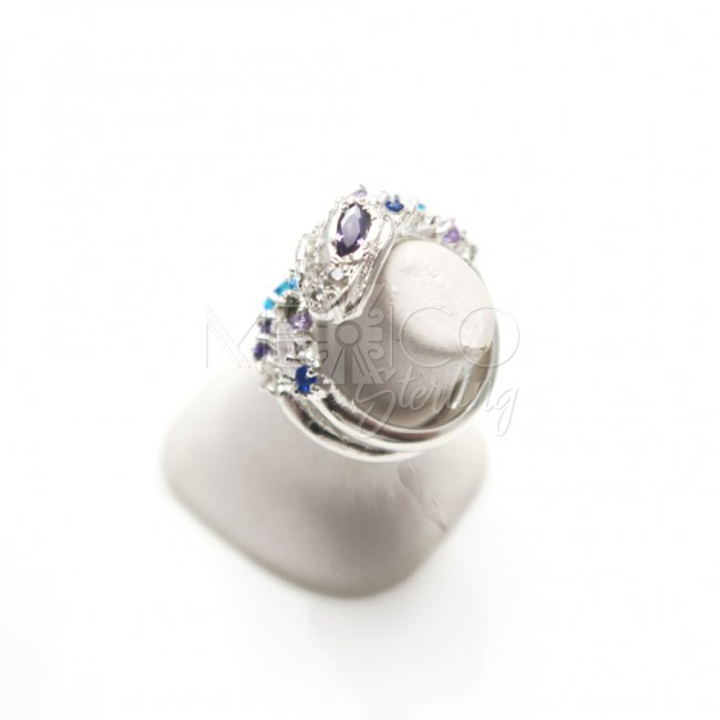 Silver Stone and CZirconia Snake Ring