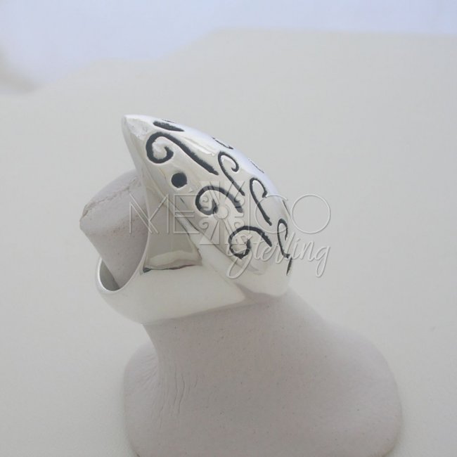 Carved Vines Taxco Sterling Silver Ring