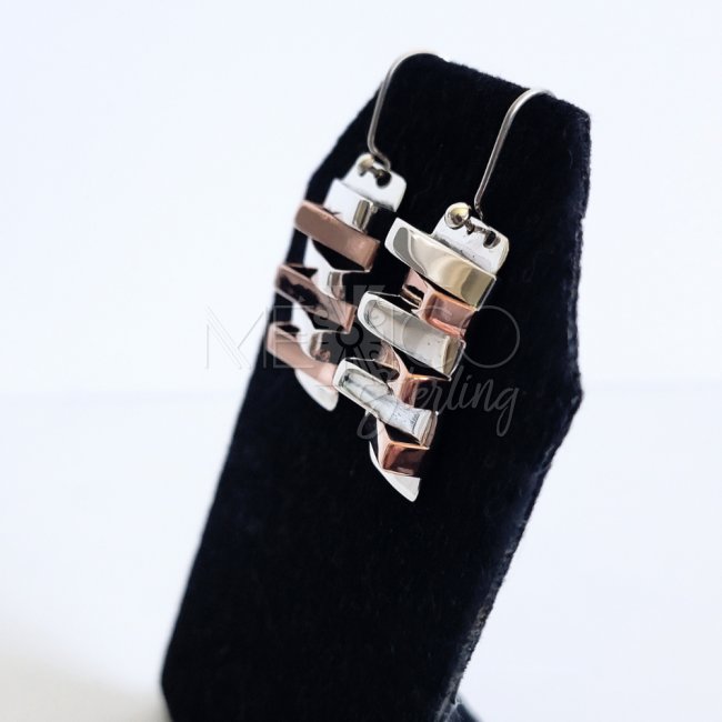 Silver Mixed Metals Stacked Bar Earrings