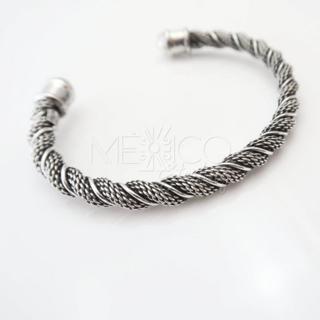 Solid Silver Braided Wave Bracelet