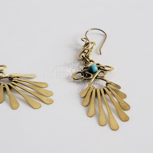 Brass and Turquoise Sun Rays Earrings