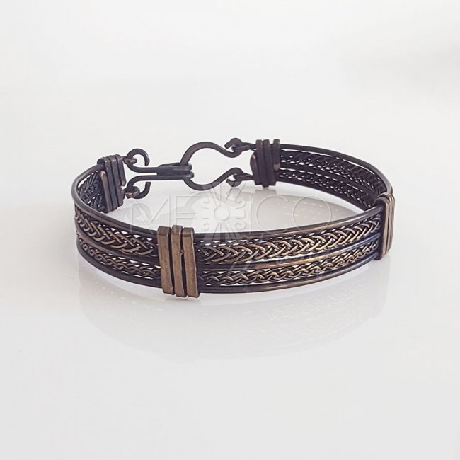 Rustic Oxidized Brass Braided Cuff