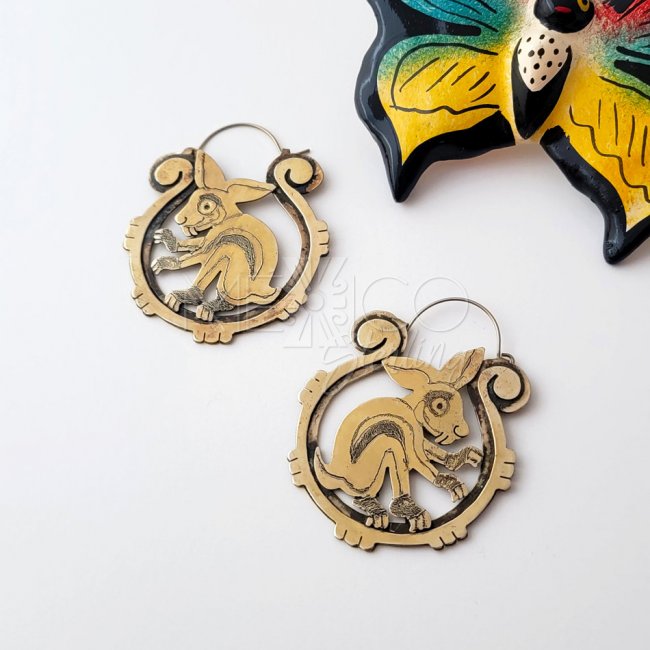 Dreams of Don Juan Brass Rabbit Earrings