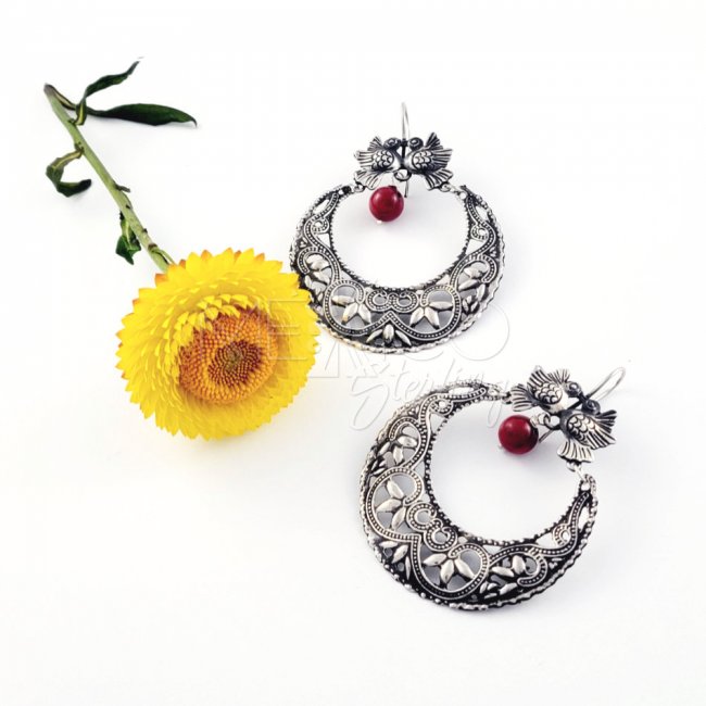 Taxco Silver Festive Nature Earrings - Click Image to Close