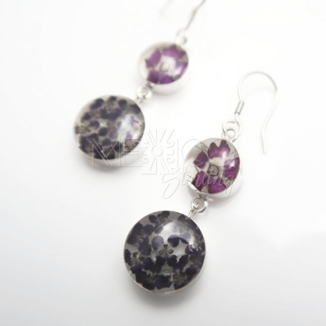Silver Still Life Colorful Circles Earrings