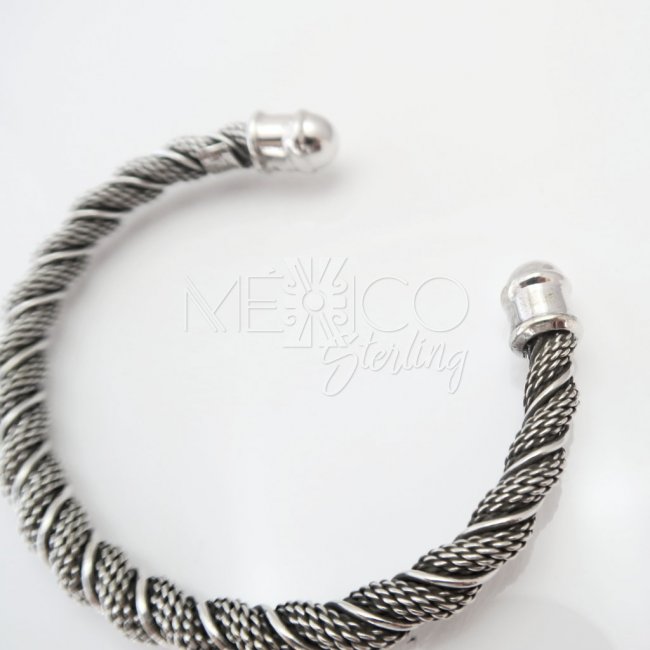 Solid Silver Braided Wave Bracelet
