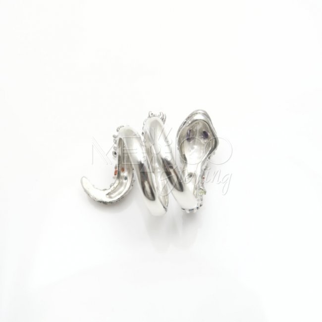 Silver Stone and CZirconia Snake Ring