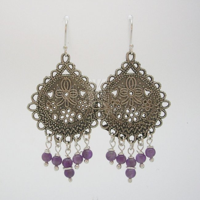 Mexican Silver Medallion Earrings - Click Image to Close