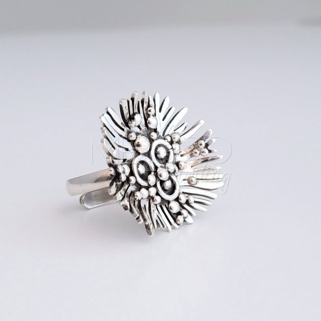 Abstract Art in Adjustable Silver Ring