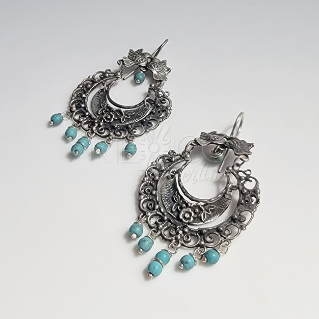 Silver Turquoise Feminine Earringss