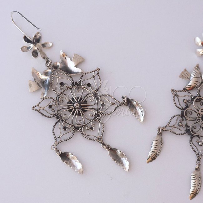 Taxco Silver Dreamcatcher Long Earrings