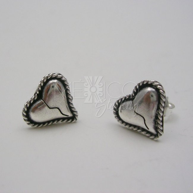 Sterling Silver Heart Stud Earrings - Click Image to Close