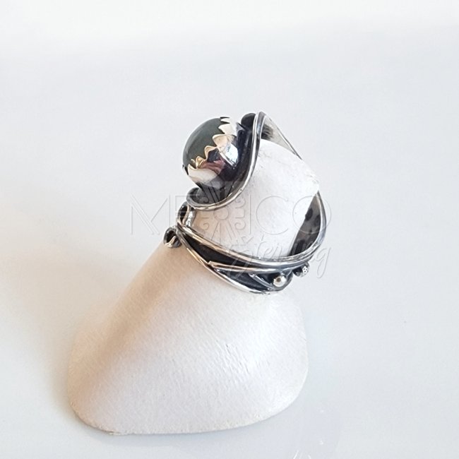 Oxidized Silver Peridot Mermaid Ring