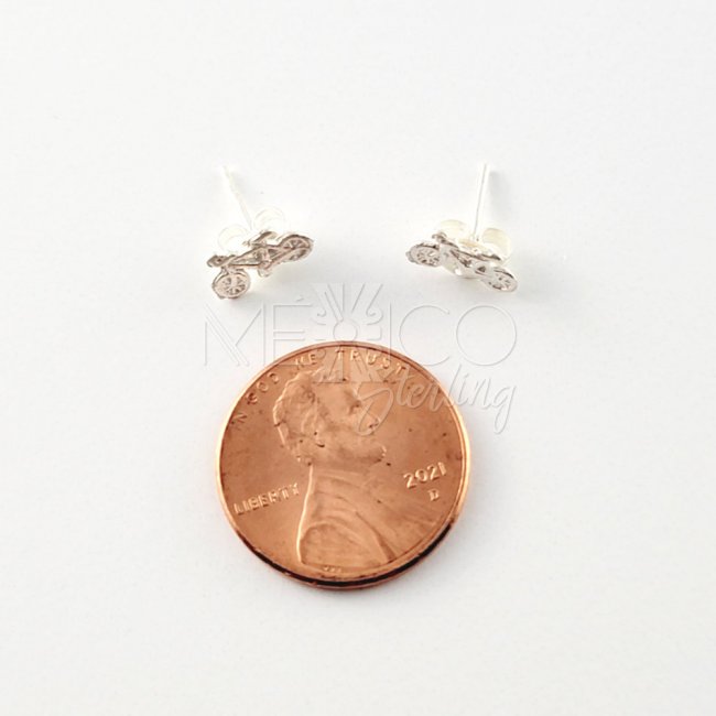 Taxco Silver Miniature Bicycle Post Earrings
