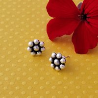 Cute Sterling Silver Flower Stud Earrings