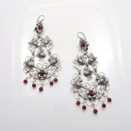 Silver Festive Mazahua Long Earrings
