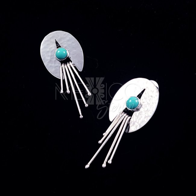 Silver and Turquoise Long Legs Earrings - Click Image to Close