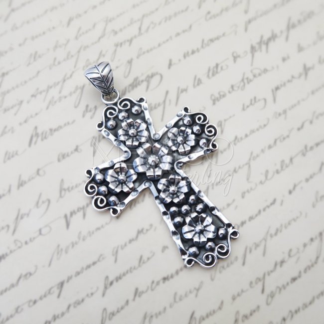 Amazon.com: IREKUA Cross Necklace Crucifix Pendant 925 Sterling Silver  Pressed Flower with 20