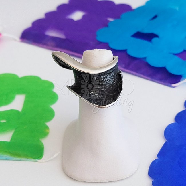 Oxidized Silver Sculptural Wave Ring
