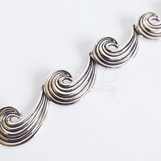 Vintage Reproduction Silver Waves Bracelet