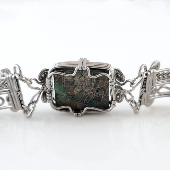 Stainless Steel And Agate Bracelet