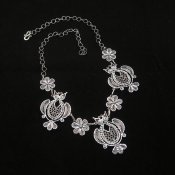 Silver Filigree Dreamy Owls Necklace