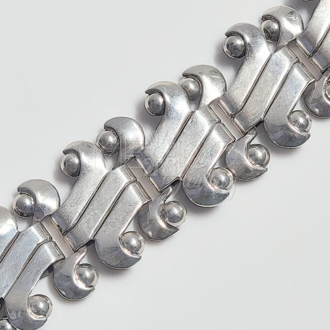 Vintage Mexican Silver Ethnic Borders Bracelet