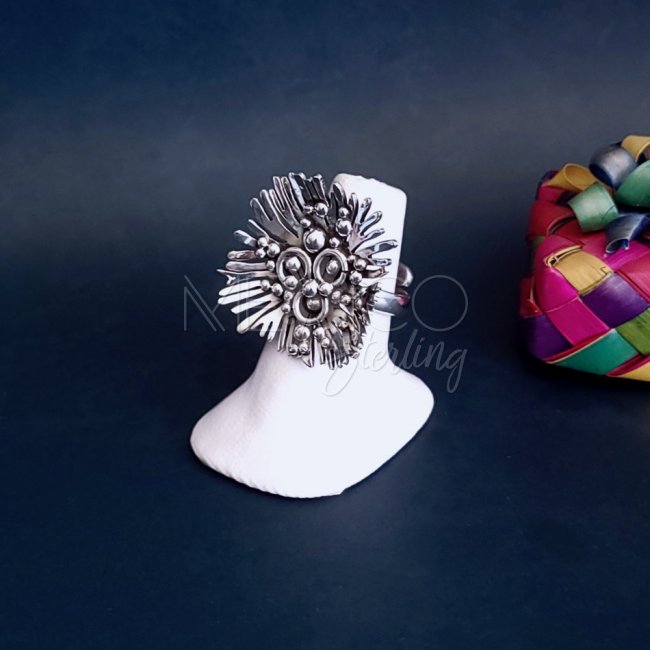 Abstract Art in Adjustable Silver Ring