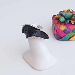 Oxidized Silver Sculptural Wave Ring