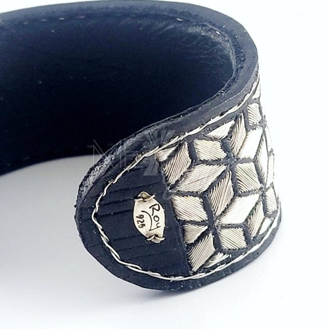 Cubism Dream Taxco Silver-Leather Cuff