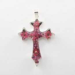 Colorful Silver and Flowers Cross