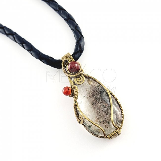 Artisan Brass and Multi Stone Pendant