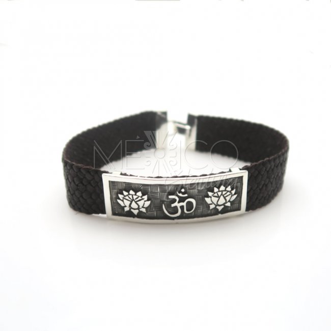 Silver and leather Tranquility Bracelet