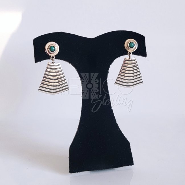 Silver Pyramid Earrings and Turquoise