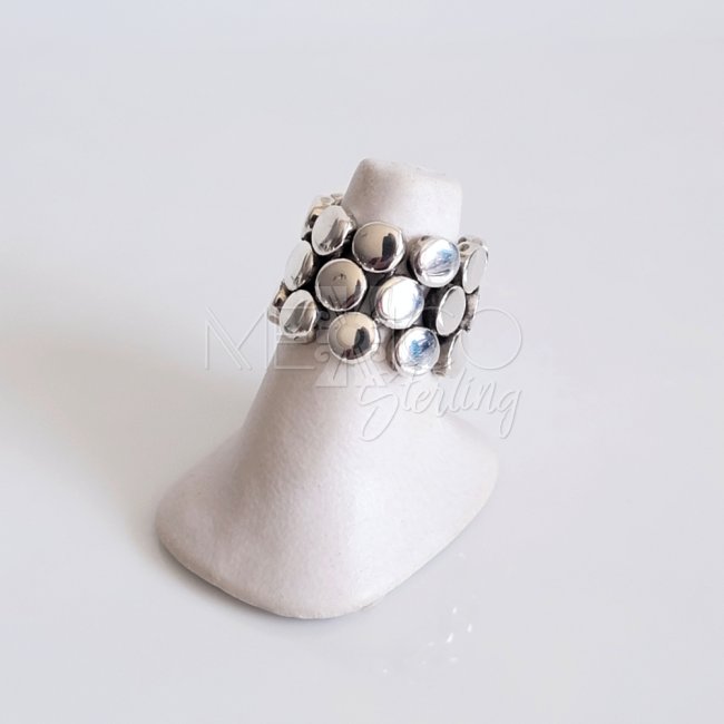 Flexible Silver Bubbles Statement Ring