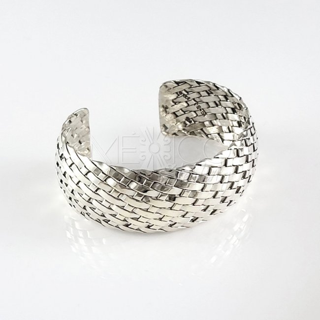 Mexican Silver Petatillo Cuff Bracelet